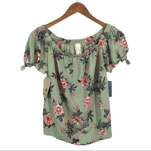WS465 NWT Peppermint Off Shoulder Peasant Top S